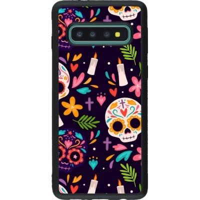 Coque Samsung Galaxy S10 - Silicone rigide noir Halloween 2023 mexican style