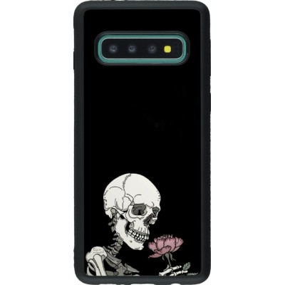 Coque Samsung Galaxy S10 - Silicone rigide noir Halloween 2023 rose and skeleton