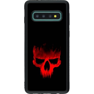 Coque Samsung Galaxy S10 - Silicone rigide noir Halloween 2023 scary skull