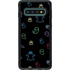 Coque Samsung Galaxy S10 - Silicone rigide noir Halloween 2024 colorful ghosts