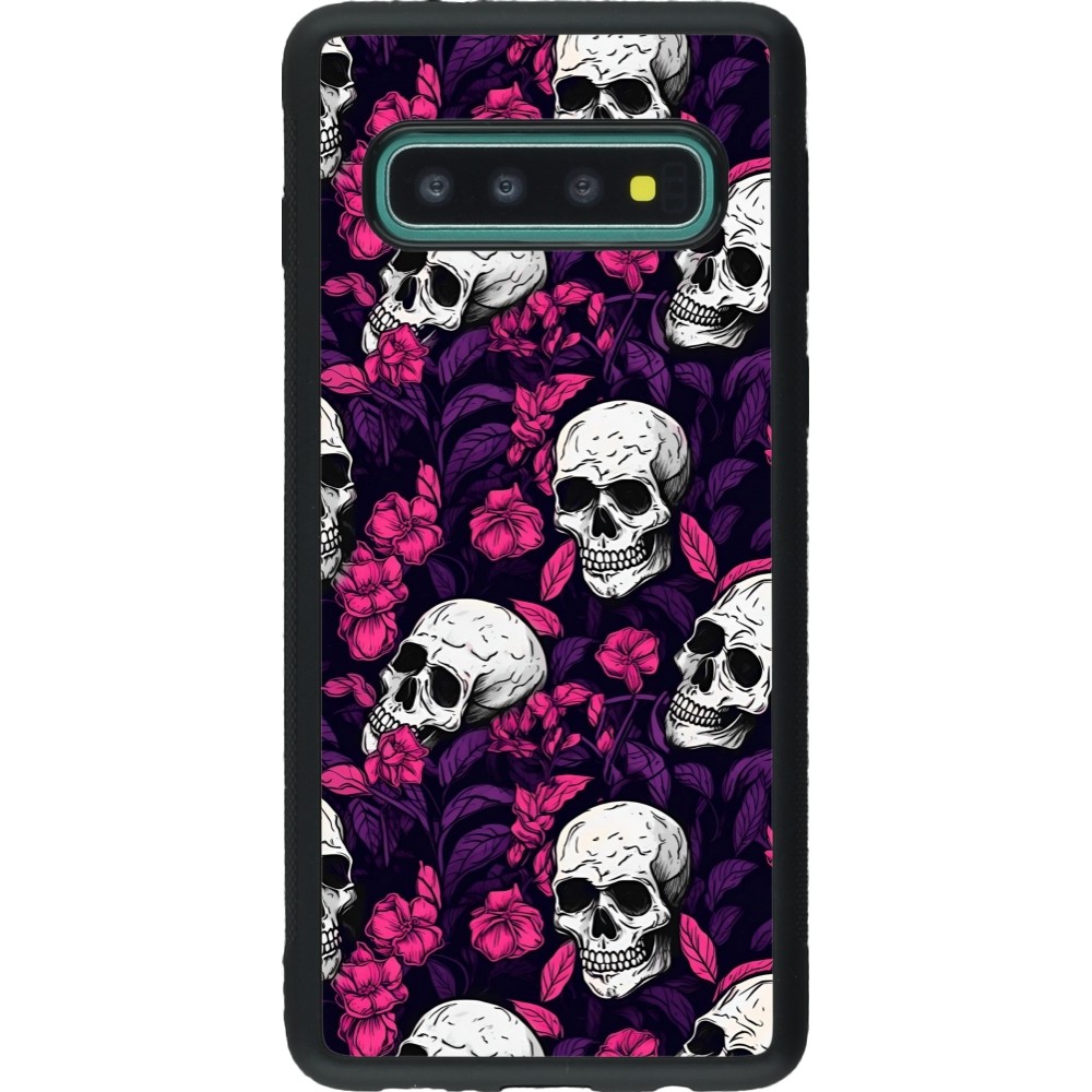 Coque Samsung Galaxy S10 - Silicone rigide noir Halloween 2024 romantic skulls