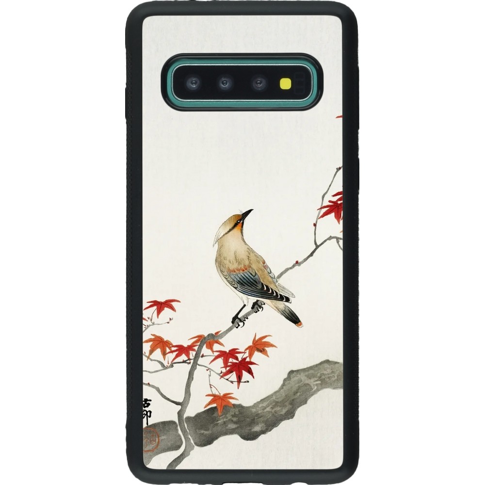 Coque Samsung Galaxy S10 - Silicone rigide noir Japanese Bird