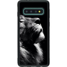 Coque Samsung Galaxy S10 - Silicone rigide noir Lion looking up