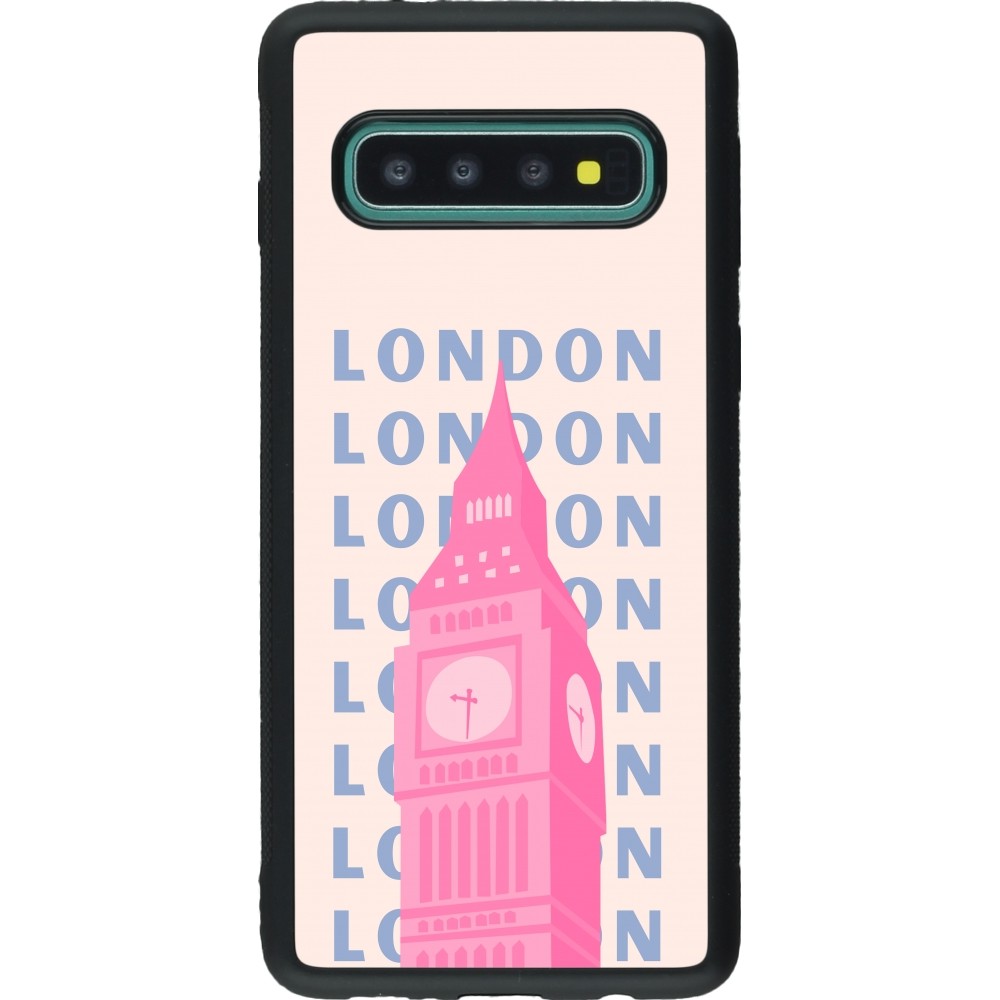 Coque Samsung Galaxy S10 - Silicone rigide noir London Pink Print