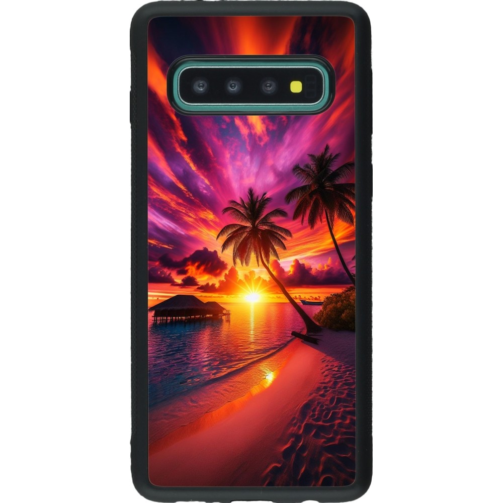 Coque Samsung Galaxy S10 - Silicone rigide noir Maldives Dusk Bliss