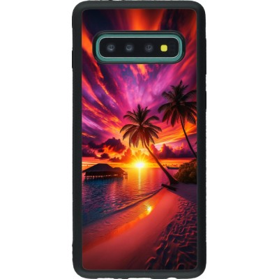 Coque Samsung Galaxy S10 - Silicone rigide noir Maldives Dusk Bliss