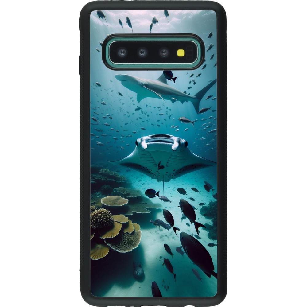 Coque Samsung Galaxy S10 - Silicone rigide noir Manta Lagon Nettoyage