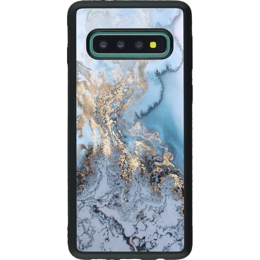 Coque Samsung Galaxy S10 - Silicone rigide noir Marble 04