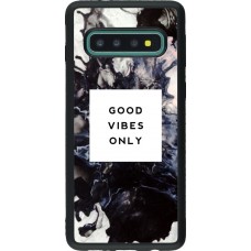 Coque Samsung Galaxy S10 - Silicone rigide noir Marble Good Vibes Only