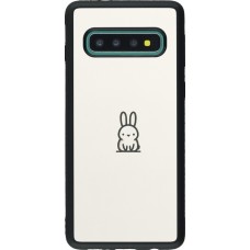 Coque Samsung Galaxy S10 - Silicone rigide noir Minimal bunny cutie