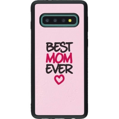 Coque Samsung Galaxy S10 - Silicone rigide noir Mom 2023 best Mom ever pink