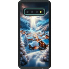 Coque Samsung Galaxy S10 - Silicone rigide noir Mont Neige Lumière