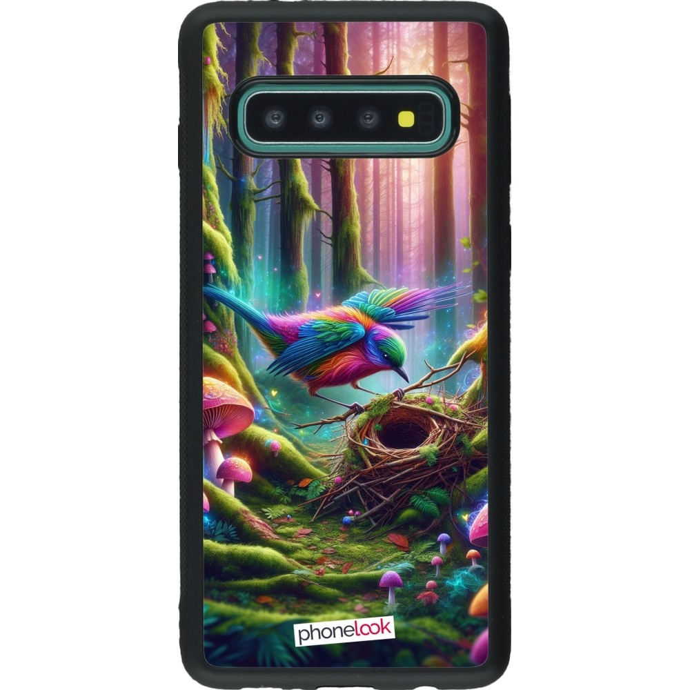 Coque Samsung Galaxy S10 - Silicone rigide noir Oiseau Nid Forêt