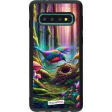 Coque Samsung Galaxy S10 - Silicone rigide noir Oiseau Nid Forêt