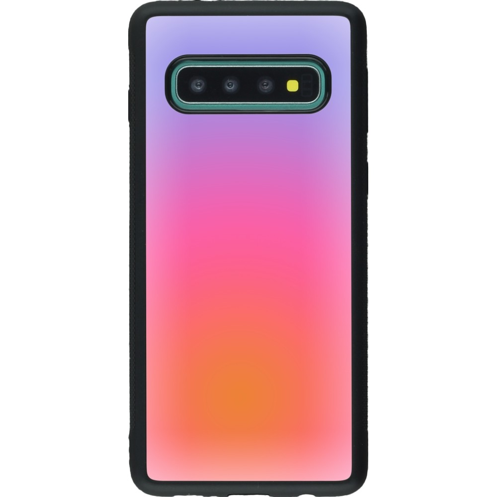 Coque Samsung Galaxy S10 - Silicone rigide noir Orange Pink Blue Gradient