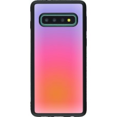 Coque Samsung Galaxy S10 - Silicone rigide noir Orange Pink Blue Gradient