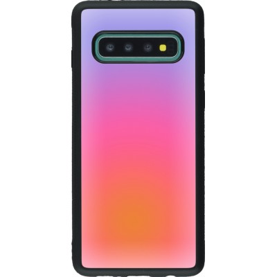 Coque Samsung Galaxy S10 - Silicone rigide noir Orange Pink Blue Gradient