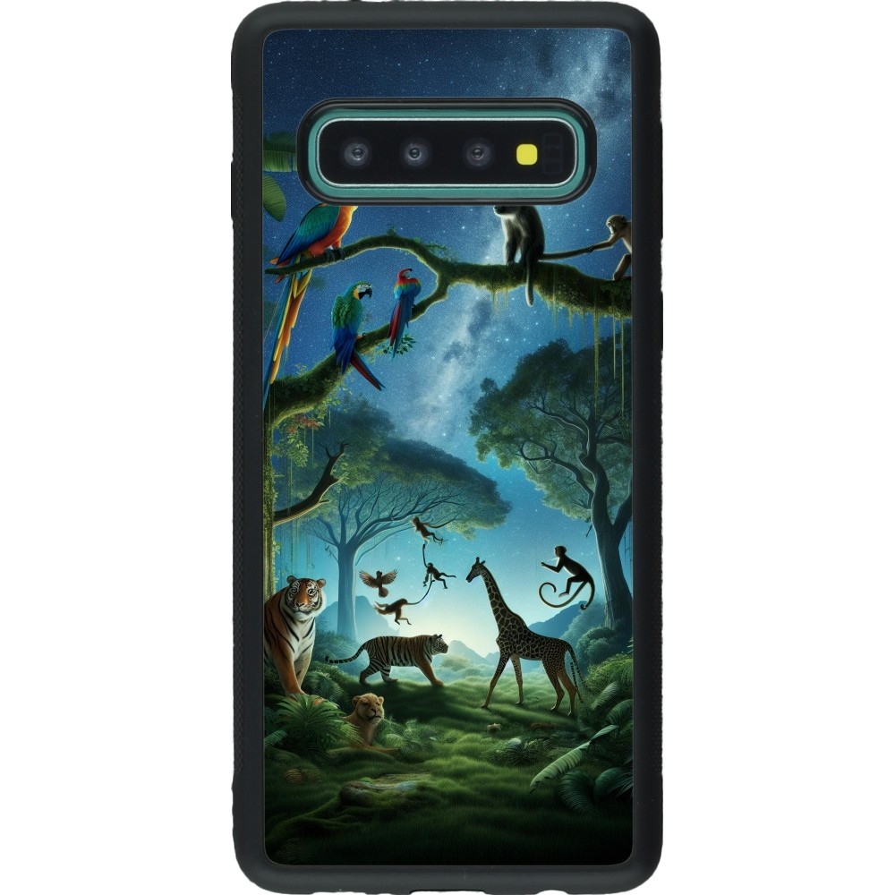 Coque Samsung Galaxy S10 - Silicone rigide noir Paradis des animaux exotiques