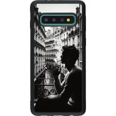 Coque Samsung Galaxy S10 - Silicone rigide noir Parisian Smoker