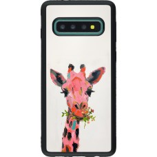 Coque Samsung Galaxy S10 - Silicone rigide noir Pink Girafe Paint