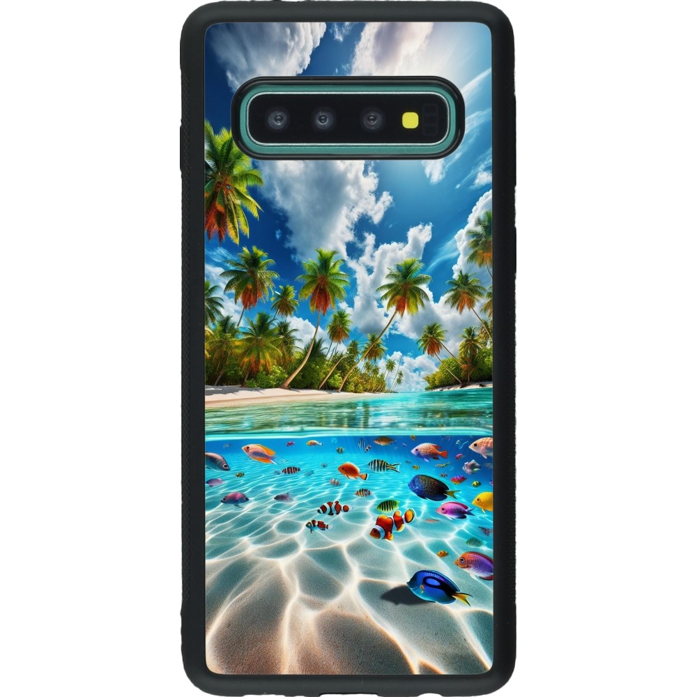 Coque Samsung Galaxy S10 - Silicone rigide noir Plage Paradis