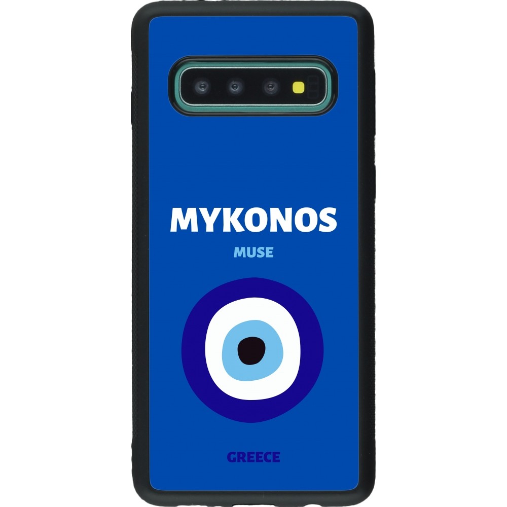 Coque Samsung Galaxy S10 - Silicone rigide noir Pop Summer Destination Mykonos