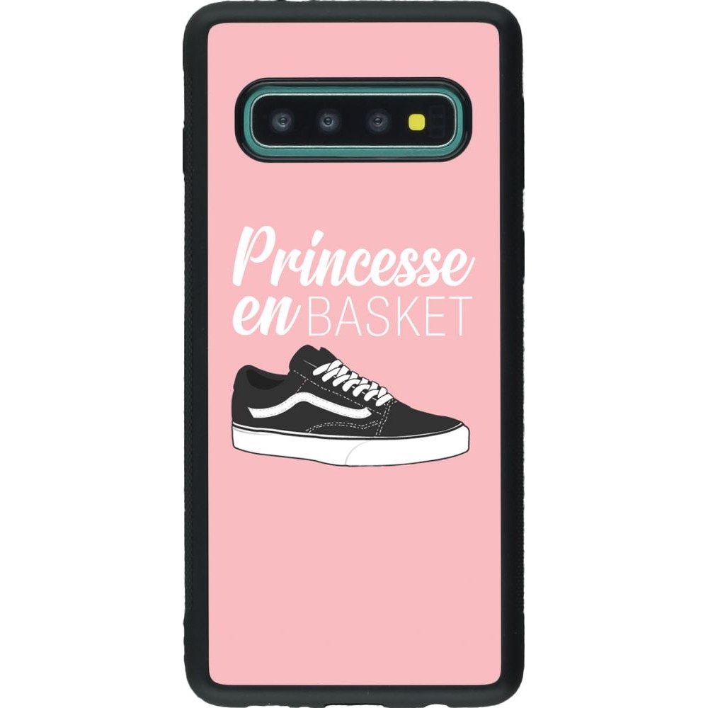 Coque Samsung Galaxy S10 - Silicone rigide noir princesse en basket