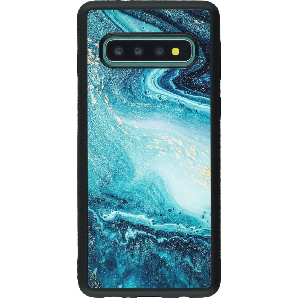 Coque Samsung Galaxy S10 - Silicone rigide noir Sea Foam Blue