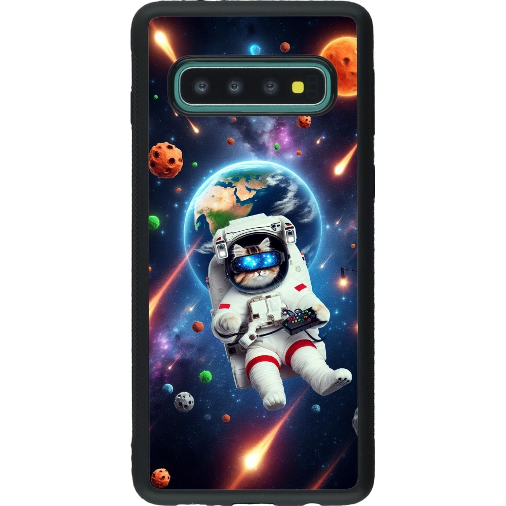 Coque Samsung Galaxy S10 - Silicone rigide noir VR SpaceCat Odyssey