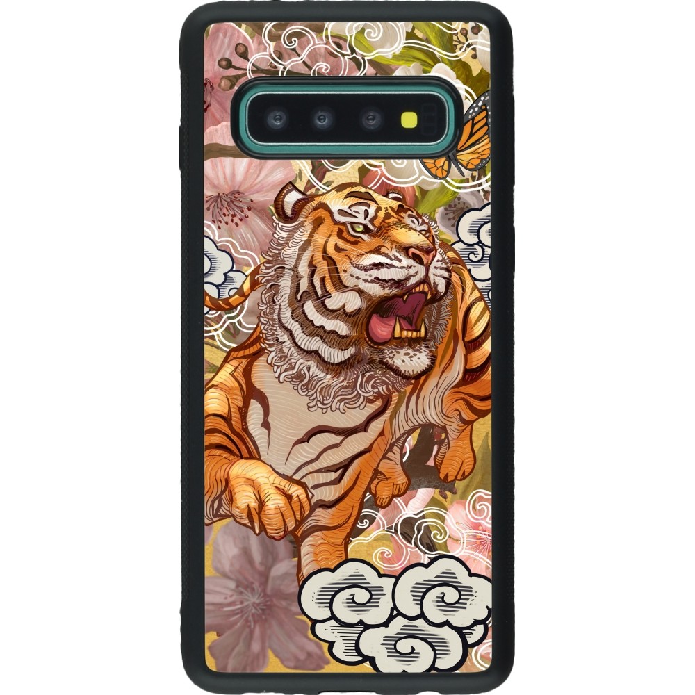 Coque Samsung Galaxy S10 - Silicone rigide noir Spring 23 japanese tiger