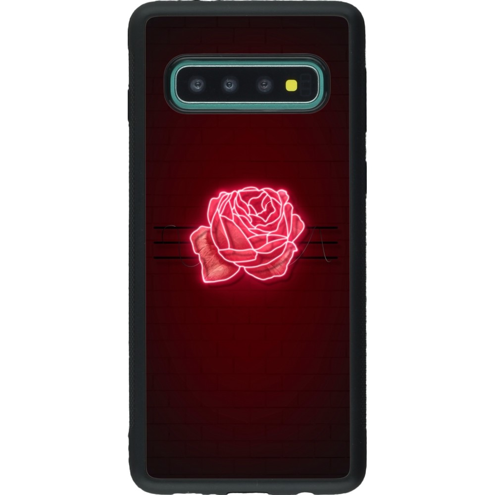 Coque Samsung Galaxy S10 - Silicone rigide noir Spring 23 neon rose