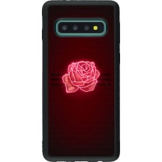 Coque Samsung Galaxy S10 - Silicone rigide noir Spring 23 neon rose