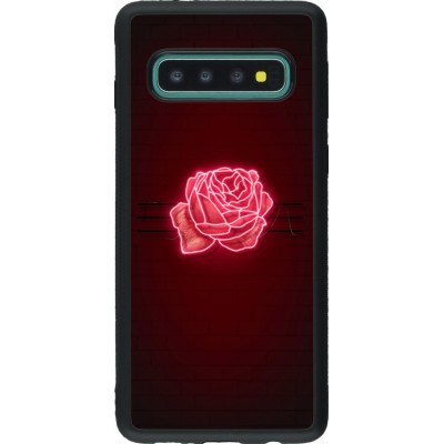 Coque Samsung Galaxy S10 - Silicone rigide noir Spring 23 neon rose