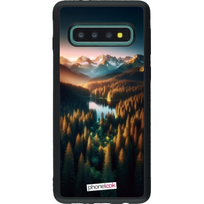 Coque Samsung Galaxy S10 - Silicone rigide noir Sunset Forest Lake