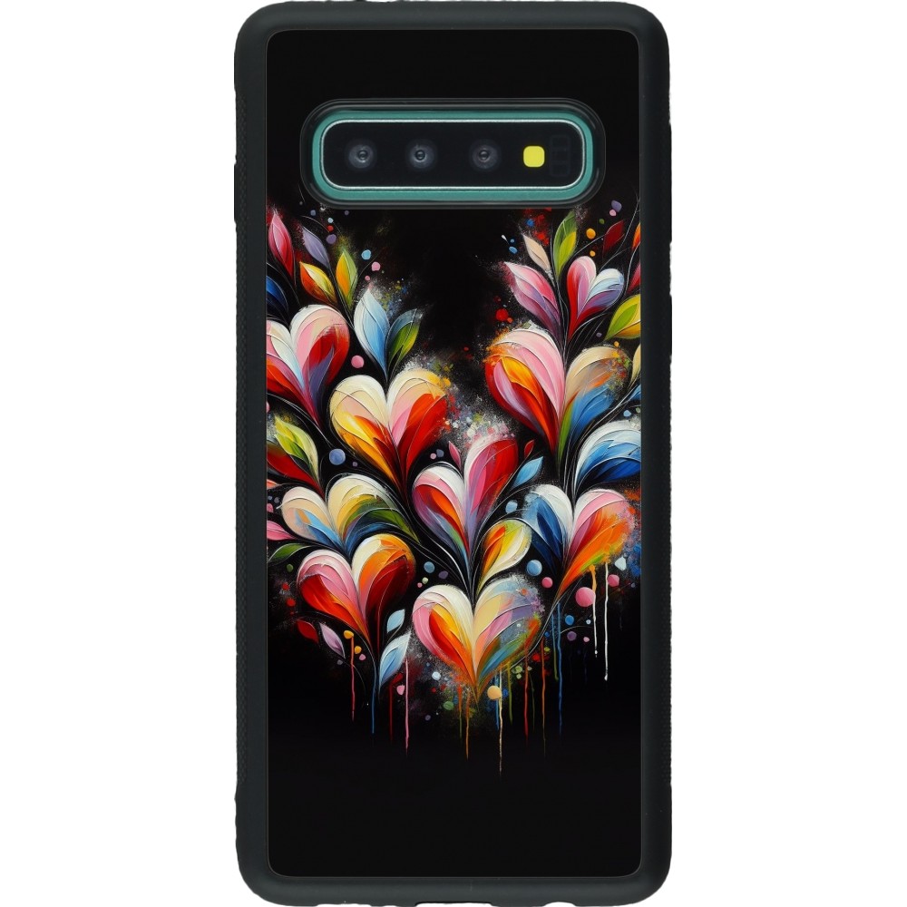 Coque Samsung Galaxy S10 - Silicone rigide noir Valentine 2024 Coeur Noir Abstrait