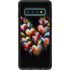 Coque Samsung Galaxy S10 - Silicone rigide noir Valentine 2024 Coeur Noir Abstrait