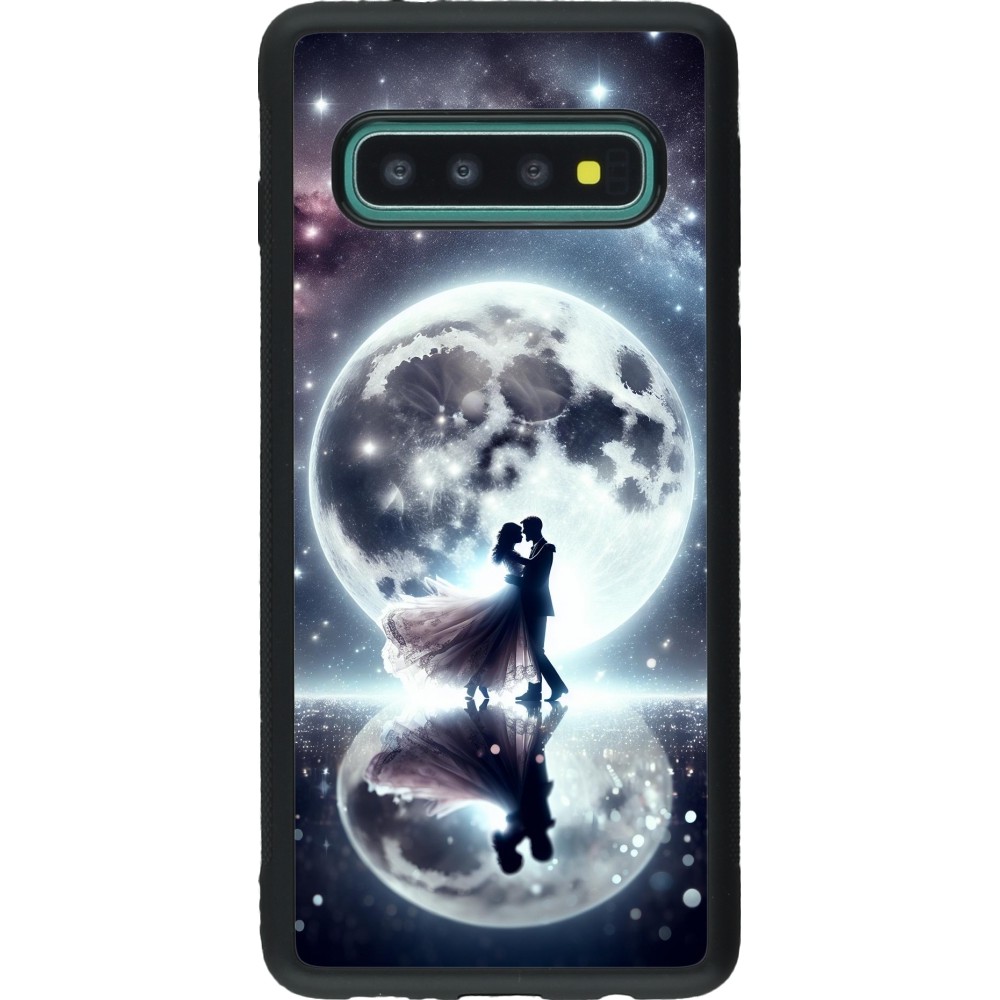 Coque Samsung Galaxy S10 - Silicone rigide noir Valentine 2024 Love under the moon