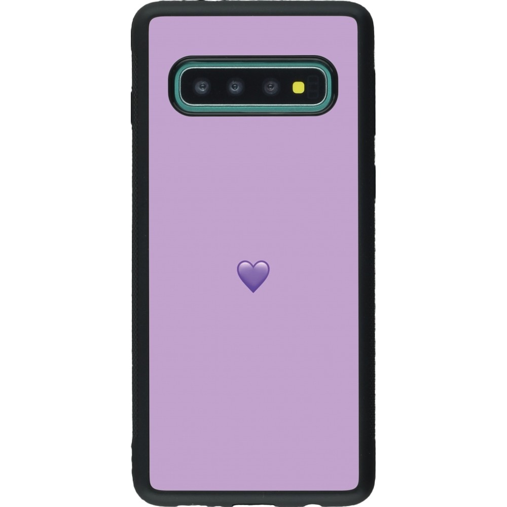 Coque Samsung Galaxy S10 - Silicone rigide noir Valentine 2023 purpule single heart