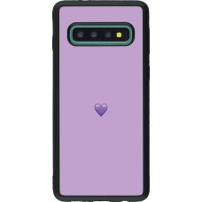 Coque Samsung Galaxy S10 - Silicone rigide noir Valentine 2023 purpule single heart