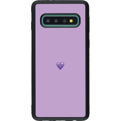 Coque Samsung Galaxy S10 - Silicone rigide noir Valentine 2023 purpule single heart