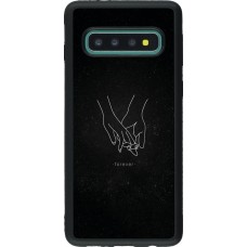 Coque Samsung Galaxy S10 - Silicone rigide noir Valentine 2023 hands forever