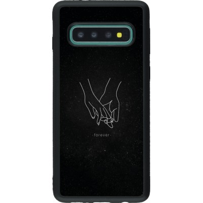 Coque Samsung Galaxy S10 - Silicone rigide noir Valentine 2023 hands forever