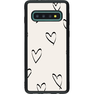 Coque Samsung Galaxy S10 - Silicone rigide noir Valentine 2023 minimalist hearts