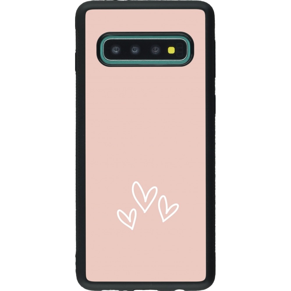 Coque Samsung Galaxy S10 - Silicone rigide noir Valentine 2023 three minimalist hearts