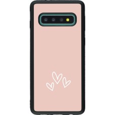 Coque Samsung Galaxy S10 - Silicone rigide noir Valentine 2023 three minimalist hearts