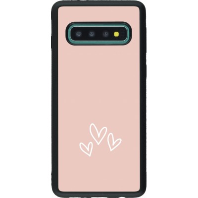 Coque Samsung Galaxy S10 - Silicone rigide noir Valentine 2023 three minimalist hearts