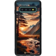 Coque Samsung Galaxy S10 - Silicone rigide noir Valley Sunset Deer Tree