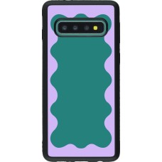 Coque Samsung Galaxy S10 - Silicone rigide noir Wavy Rectangle Green Purple