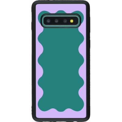 Coque Samsung Galaxy S10 - Silicone rigide noir Wavy Rectangle Green Purple