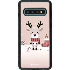 Coque Samsung Galaxy S10 - Silicone rigide noir Noël 2023 Choupinette Renne